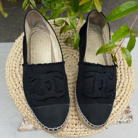 CHANEL black Linen canvas CC Espadrilles size euro 41 - Picture 7 of 11